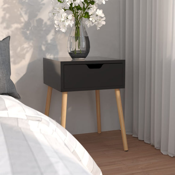 NNEVL Bedside Cabinet High Gloss Black 40x40x56 cm Chipboard