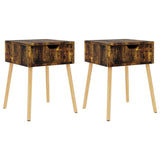 NNEVL Bedside Cabinets 2 pcs Smoked Oak 40x40x56 cm Chipboard
