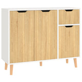 NNEVL Sideboard White and Sonoma Oak 90x30x72 cm Chipboard