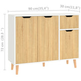 NNEVL Sideboard White and Sonoma Oak 90x30x72 cm Chipboard