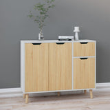 NNEVL Sideboard White and Sonoma Oak 90x30x72 cm Chipboard