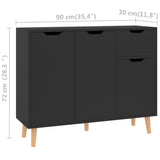 NNEVL Sideboard High Gloss Black 90x30x72 cm Chipboard