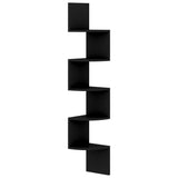 NNEVL Wall Corner Shelf Black 19x19x123 cm Chipboard
