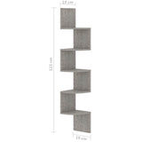 NNEVL Wall Corner Shelf Concrete Grey 19x19x123 cm Chipboard