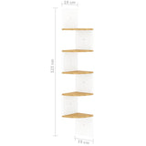 NNEVL Wall Corner Shelf White and Sonoma Oak 19x19x123 cm Chipboard