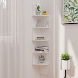 NNEVL Wall Corner Shelf High Gloss White 19x19x123 cm Chipboard
