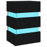 NNEVL LED Bedside Cabinet Black 45x35x67 cm Chipboard