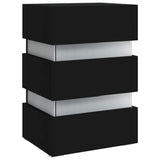 NNEVL LED Bedside Cabinet Black 45x35x67 cm Chipboard