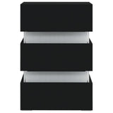 NNEVL LED Bedside Cabinet Black 45x35x67 cm Chipboard