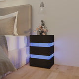 NNEVL LED Bedside Cabinet Black 45x35x67 cm Chipboard