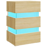 NNEVL LED Bedside Cabinet Sonoma Oak 45x35x67 cm Chipboard