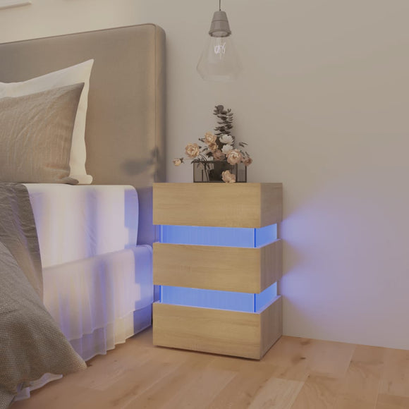 NNEVL LED Bedside Cabinet Sonoma Oak 45x35x67 cm Chipboard