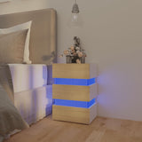 NNEVL LED Bedside Cabinet White and Sonoma Oak 45x35x67 cm Chipboard