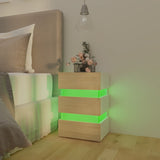 NNEVL LED Bedside Cabinet White and Sonoma Oak 45x35x67 cm Chipboard