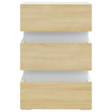 NNEVL LED Bedside Cabinet White and Sonoma Oak 45x35x67 cm Chipboard