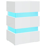 NNEVL LED Bedside Cabinet High Gloss White 45x35x67 cm Chipboard