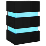 NNEVL LED Bedside Cabinet High Gloss Black 45x35x67 cm Chipboard