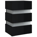 NNEVL LED Bedside Cabinet High Gloss Black 45x35x67 cm Chipboard