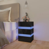 NNEVL LED Bedside Cabinet High Gloss Black 45x35x67 cm Chipboard