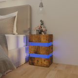 NNEVL LED Bedside Cabinet Smoked Oak 45x35x67 cm Chipboard