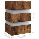 NNEVL LED Bedside Cabinet Smoked Oak 45x35x67 cm Chipboard