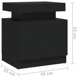 NNEVL Bedside Cabinet Black 45x35x52 cm Chipboard