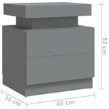 NNEVL Bedside Cabinet Grey 45x35x52 cm Chipboard