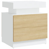 NNEVL Bedside Cabinet White and Sonoma Oak 45x35x52 cm Chipboard