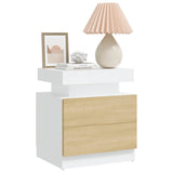 NNEVL Bedside Cabinet White and Sonoma Oak 45x35x52 cm Chipboard