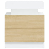 NNEVL Bedside Cabinet White and Sonoma Oak 45x35x52 cm Chipboard
