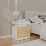 NNEVL Bedside Cabinet White and Sonoma Oak 45x35x52 cm Chipboard