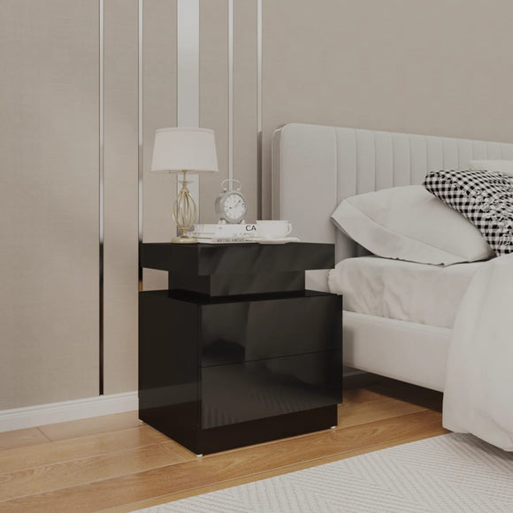 NNEVL Bedside Cabinet High Gloss Black 45x35x52 cm Chipboard
