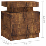 NNEVL Bedside Cabinet Smoked Oak 45x35x52 cm Chipboard