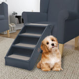 NNEVL Folding 4-Step Dog Stairs Dark Grey