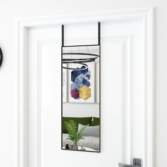 NNEVL Door Mirror Black 30x80 cm Glass and Aluminium