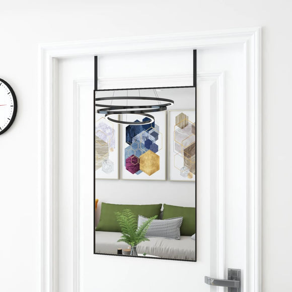 NNEVL Door Mirror Black 50x80 cm Glass and Aluminium