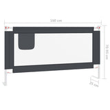 NNEVL Toddler Safety Bed Rail Dark Grey 160x25 cm Fabric