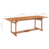 NNEVL Garden Dining Table 220x90x75 cm Solid Wood Acacia