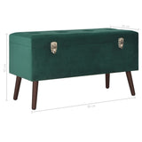 NNEVL Bench with Storage Compartment Green 80 cm Velvet