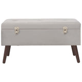 NNEVL Bench with Storage Compartment Grey 80 cm Velvet