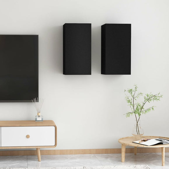 NNEVL TV Cabinets 2 pcs Black 30.5x30x60 cm Chipboard