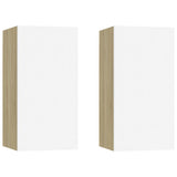 NNEVL TV Cabinets 2 pcs White and Sonoma Oak 30.5x30x60 cm Chipboard