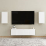 NNEVL TV Cabinets 2 pcs White and Sonoma Oak 30.5x30x60 cm Chipboard