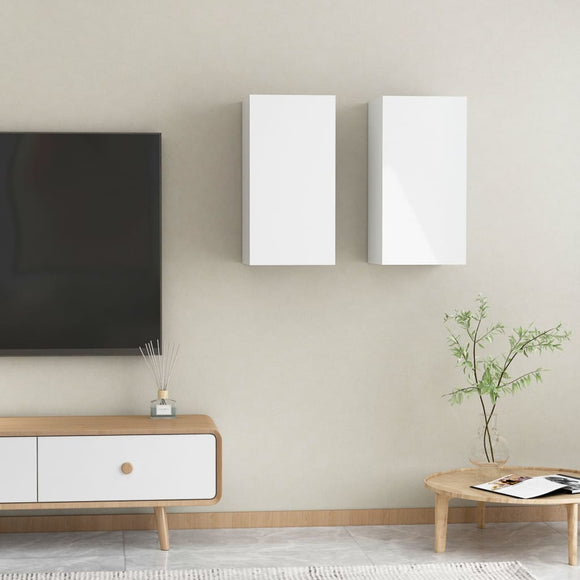 NNEVL TV Cabinets 2 pcs High Gloss White 30.5x30x60 cm Chipboard