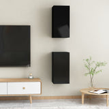 NNEVL TV Cabinets 2 pcs High Gloss Black 30.5x30x60 cm Chipboard