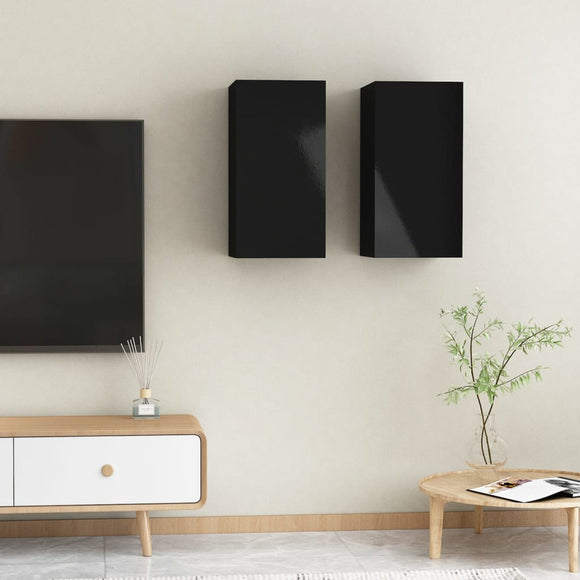 NNEVL TV Cabinets 2 pcs High Gloss Black 30.5x30x60 cm Chipboard