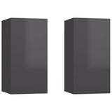 NNEVL TV Cabinets 2 pcs High Gloss Grey 30.5x30x60 cm Chipboard