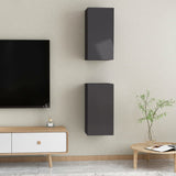NNEVL TV Cabinets 2 pcs High Gloss Grey 30.5x30x60 cm Chipboard