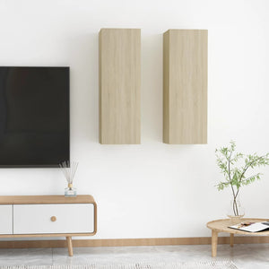 NNEVL TV Cabinets 2 pcs Sonoma Oak 30.5x30x90 cm Chipboard