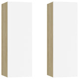 NNEVL TV Cabinets 2 pcs White and Sonoma Oak 30.5x30x90 cm Chipboard